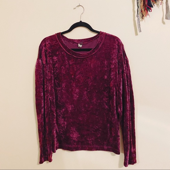 Free People Sweaters - We the free • Milan maroon crushed velvet sweater